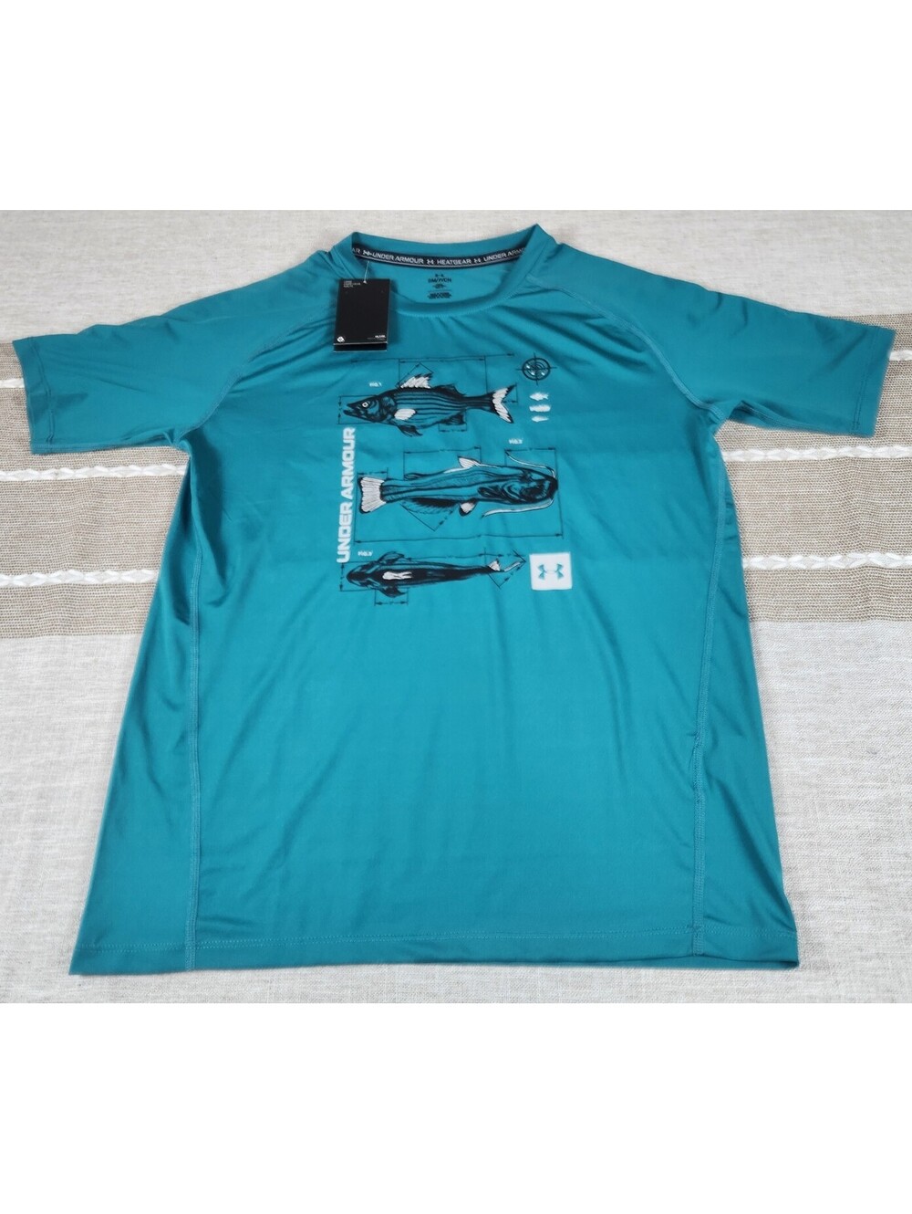 Under Armour Fish Themed Teal T- Shirt Size S NWT